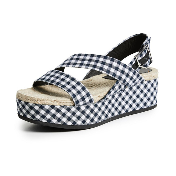 New Rag & Bone Megan Gingham Fabric Espadrilles - Picture 2 of 8